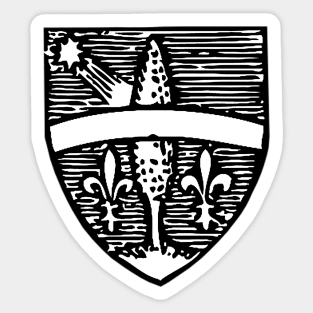 Shield of Pope Leo XIII (black & white) - black bkg Sticker